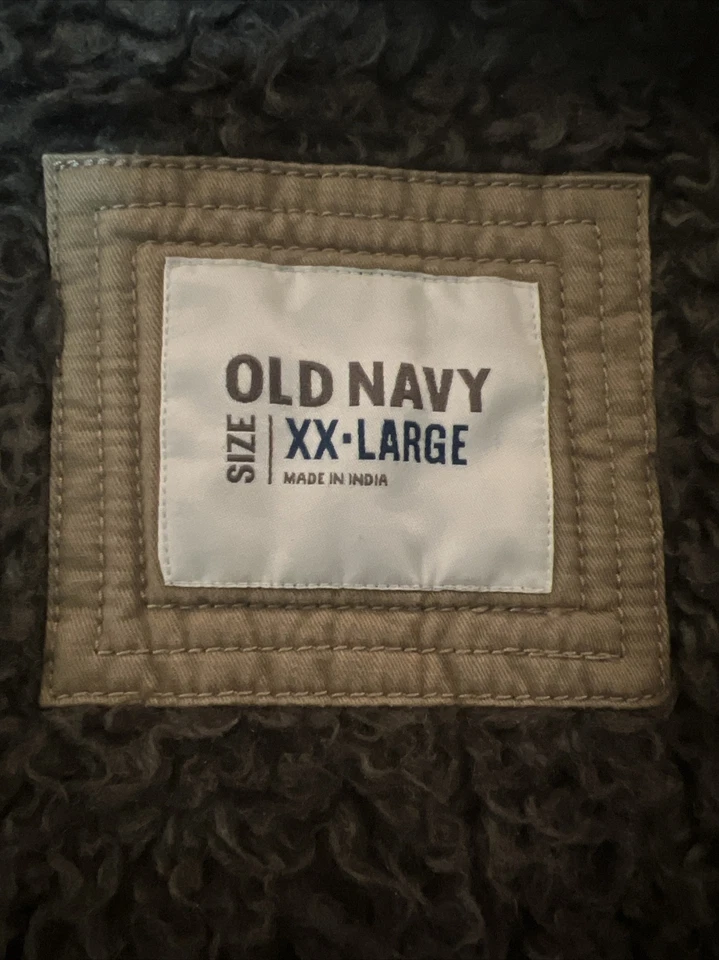 Old Navy Men's Cozy-Lined Barn Jacket Size XXL Khaki Sherpa Coat J1159 - Image 3 of 4