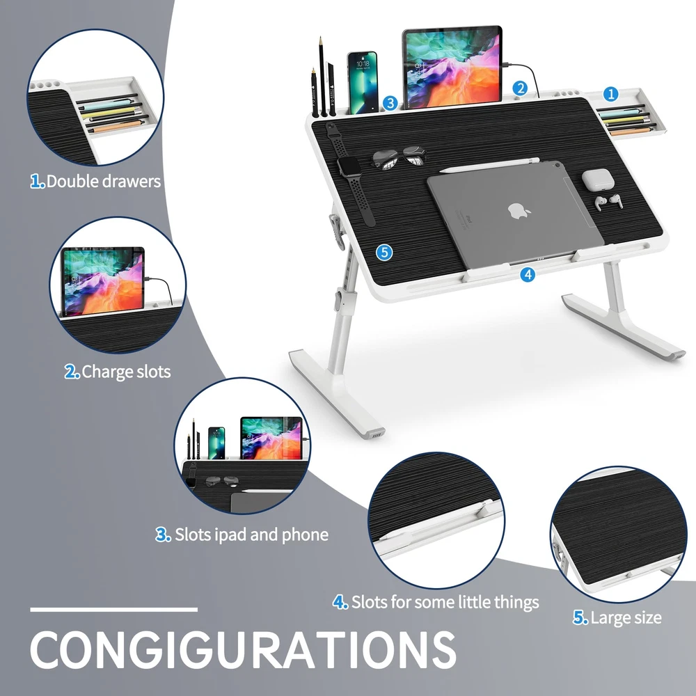 Laptop Stand for Bed Adjustable and Light Weight Desk Tray X-Large Folding