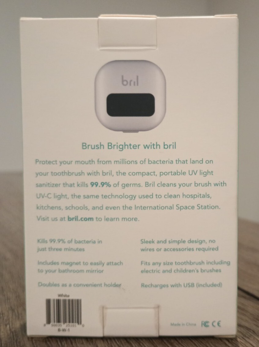 Bril UV Toothbrush Sterilizer USB Rechargeable Cleaner White BW1 New