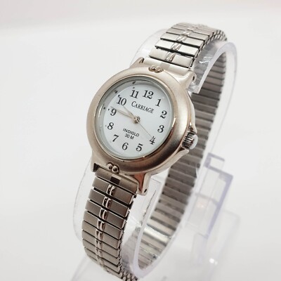 Carriage by Timex Indiglo Quartz Watch for Women on Stainless Steel Bracelet