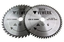 Image of Vewerk 2 Pack - 250 X 30MM TCT Circular Saw Blade 40T 60T 2974