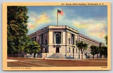 Washington DC~House Office Bldg Street View~US Flag~Colortone Vintage Linen PC