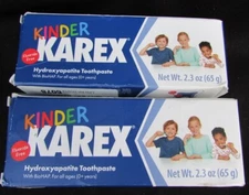 2 Kinder Karex toothpaste hydroxyapatite fluoride free 2.3 oz each children