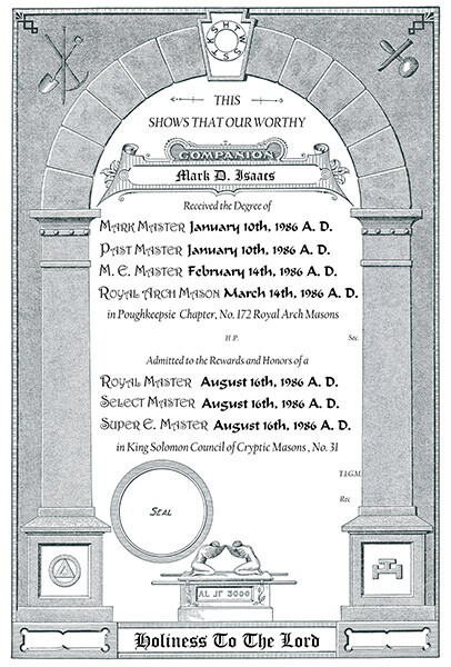 PERSONALIZED Masonic Royal Arch Chapter Certificate ring art