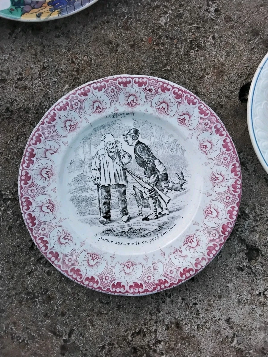 Lot De 5 Assiettes Plates Dinette Saint-Amand - Jouet Ancien Pour Poupée - Faïence