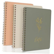 Aesthetic Spiral Notebook Set of 3 For Women - Cute Medium 8x6 sage-beige-pink