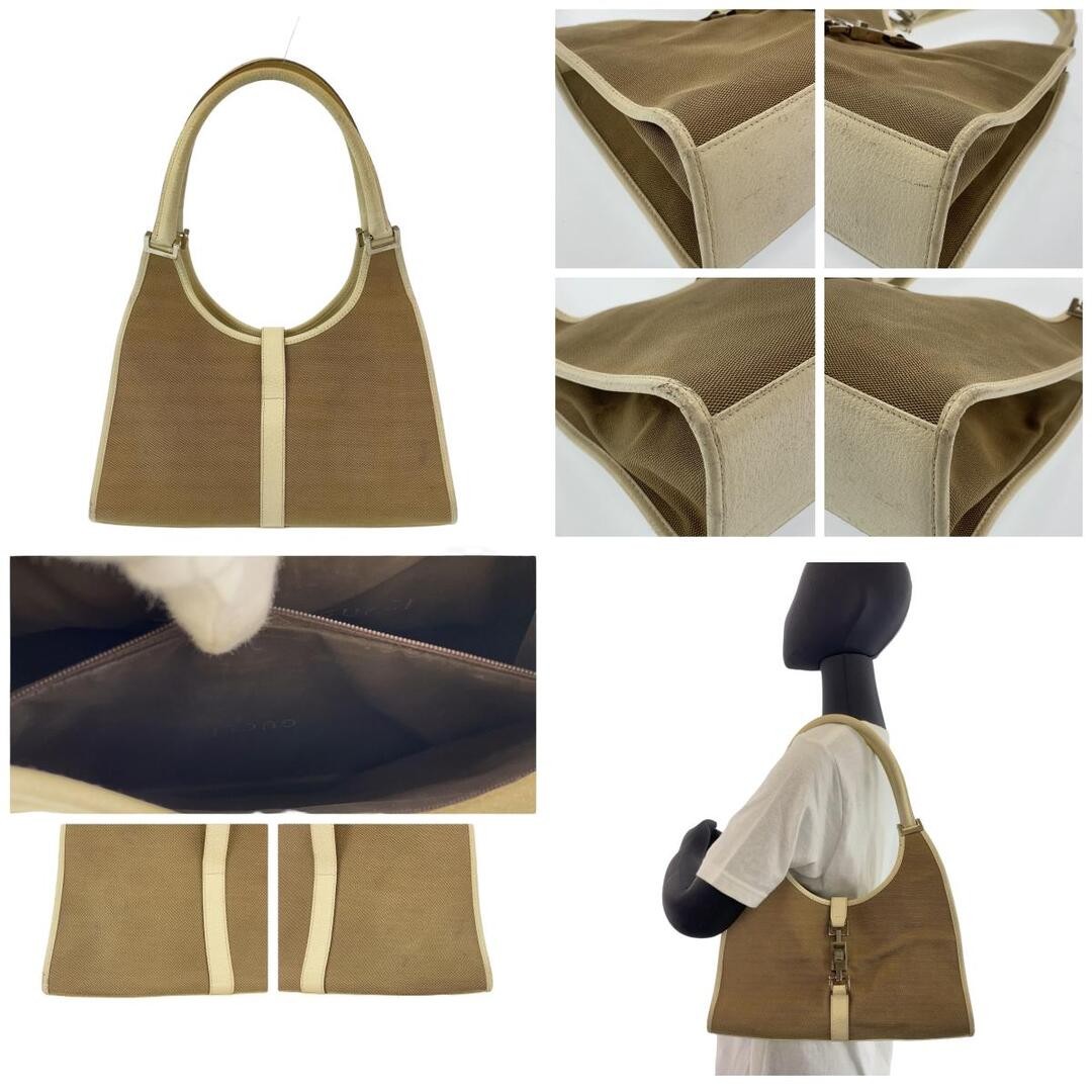 Gucci Jackie Shoulder Bag Beige White Silver Canvas Used thumbnail 3