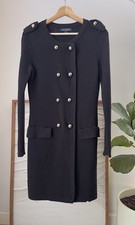 Women's BANANA REPUBLIC Black Knit 100% Merino Wool Dress Military Buttons Small