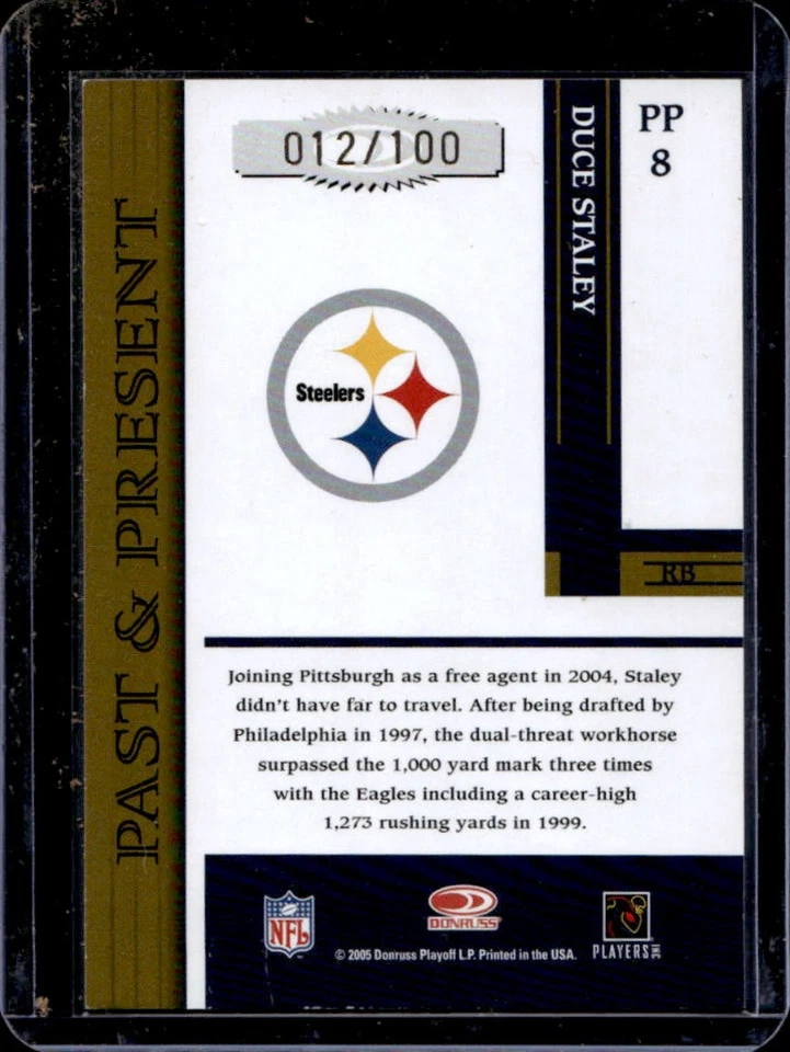 2005 Donruss Gridiron Gear Duce Staley Past and Present Jerseys Numbers #12/100 - Image 2 of 2