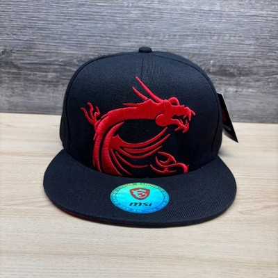 MSI Hat Cap Snap Back Black Red Dragon Logo Gaming PC Computer Video Games NWT