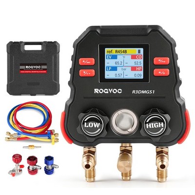 Rogvoc HVAC Digital Manifold Gauge Kit - 3-Way Refrigerant Charger Tool