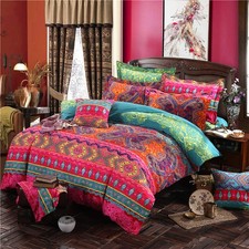 Omelas Bohemian Queen Duvet Cover Set Colorful Boho Floral Bedding Super Soft...
