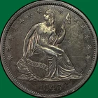 1843 Seated Liberty Half Dollar Choice Almost Uncirculated AU+ Coin, Die Crack