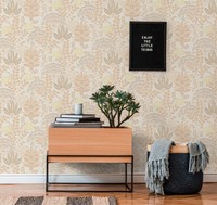 Florale Tapete Mit BläTtern Im Retro-Stil Leicht Strukturiert, Matt – Weiß, Oran