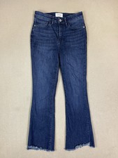 Frame Jeans Womens 25 Blue Le Crop Mini Boot Cut Raw Hem Mid Rise Stretch Denim