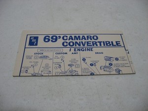 Instruction Sheet Only - AMT 1969 Chevy Camaro Convertible Pace Model Kit #T333