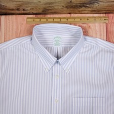 NEW Brooks Brothers Shirt Mens 17 35 White Striped Slim Fit Non Iron Regent 1818