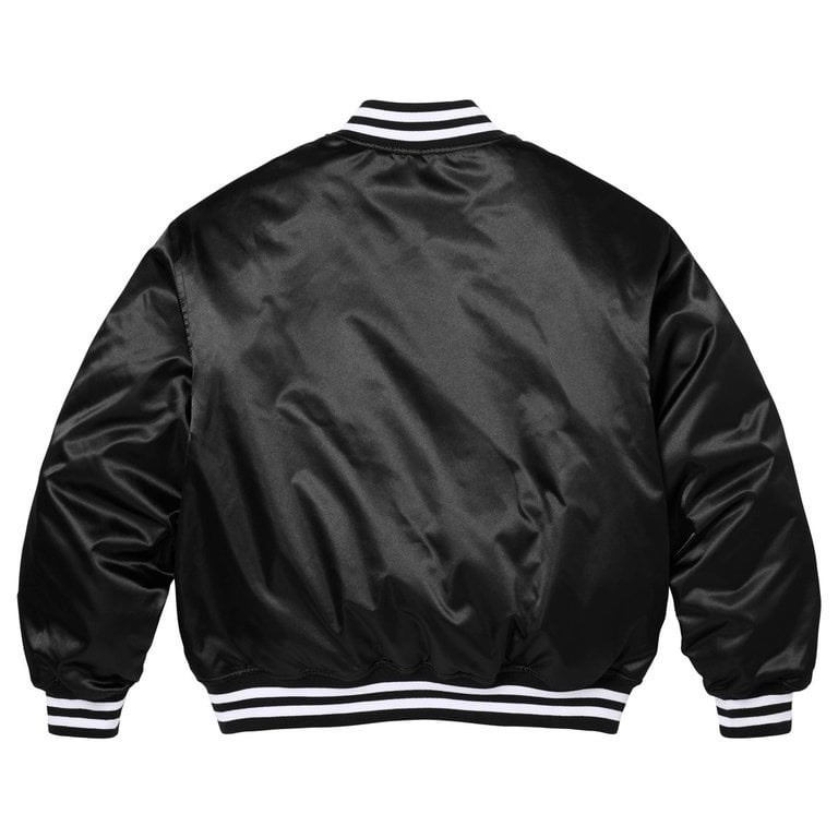Supreme®/Champion® Satin Varsity Jacket SS26 Black Bomber Men’s Size Large NWT image 3
