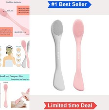 Silicone Face Mask Applicator Brush 2 Pack Pink Gray Exfoliating Pore Cleaner