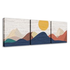 Set quadri astratti su tela moderna tripartita |Q857| paesaggio stilizzato