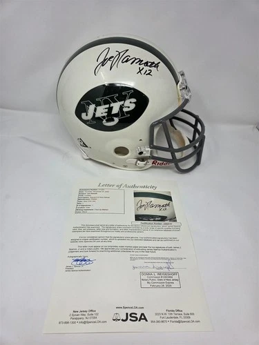 JOE NAMATH signed full size JETS Authentic Proline helmet JSA COA Full LOA
