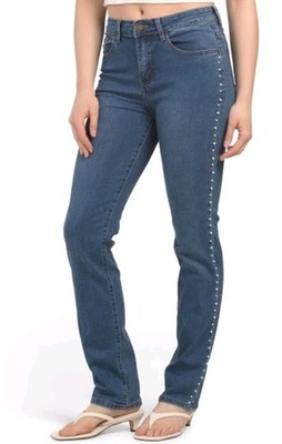 Bebe Women's Bling String Straight Jeans Size 6/28