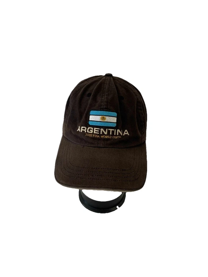 Винтажная Аргентина 2002 FIFA World Cup шляпа крышка черный регулируемый официальный лицензированный #K1 - Изображение 4 из 4