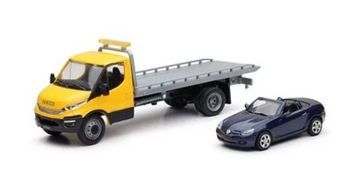 NEWRAY - LKW IVECO Autotransporter mit MERCEDES SLK 350 blau -  - NEW16233A