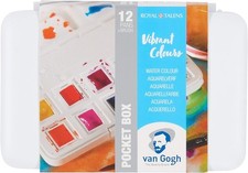 Van Gogh Aquarellfarbkasten leuchtende Farben mit 12 Farben in halbe Näpfchen.
