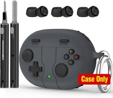 Dark Grey Silicone Case with Keychain for Beats Studio Buds Plus Earbuds