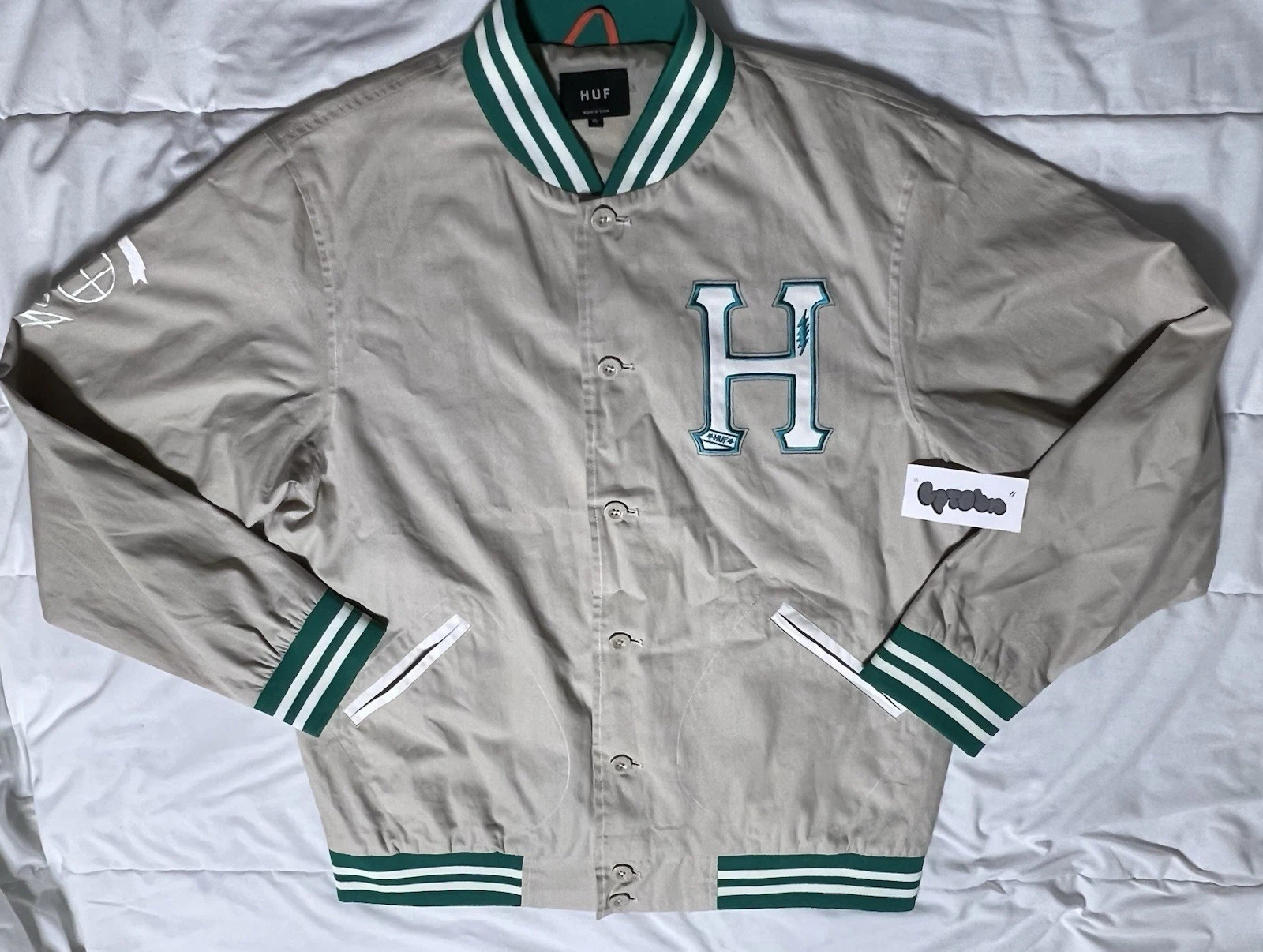 Veste universitaire vintage HUF Dirtbags XL DBC SF Supreme DQM Bomber