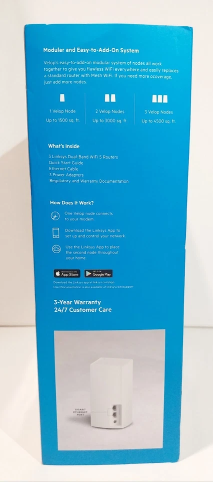 Linksys WHW0103 AC1300 3-pack Set VELOP Dual-Band WiFi 5 System White - Image 3 of 4