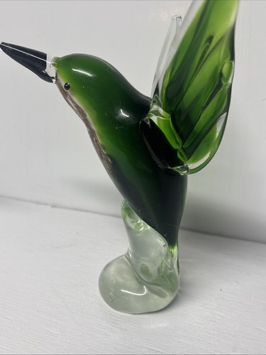 Grün/Gold Handarbeit Fliegender Kolibri Murano Stil Kunst Glas Figur - Bild 7 von 13