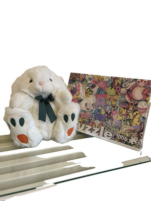 Easter Plush Bunny and  Easter Puzzle  Rare Snuggly Rabbit read details