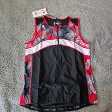 SLS3 FX Tri Race Top XL Sleeveless Triathlon Top Black/Red Geo PRO 3 Pockets