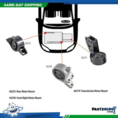 DNJ MMK1053 New Motor Mount Trans. Kit 3PCS For 91-99 Nissan 200SX 1.6L DOHC 16v