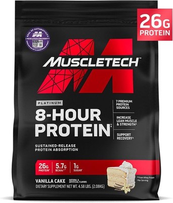 MuscleTech Platinum 8-Hour Protein Powder - 7 Premium Protein Sources with Whe
