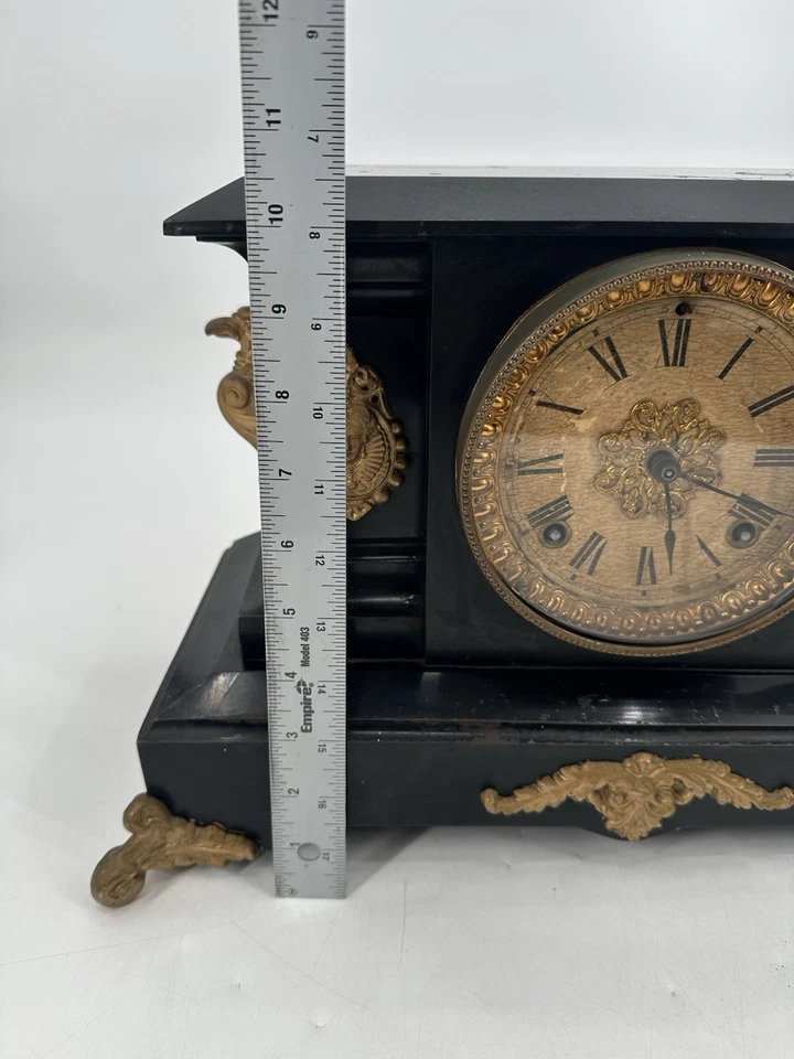 VTG 1922 ANSONIA CLOCK CO. NEW YORK CAST IRON BLACK ENAMELED - Image 3 of 4