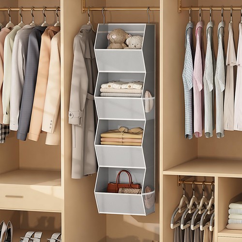 Hanging Closet Organizer 4 Shelf Collapsible Bedroom Closet Organizers and St... - Picture 7 of 7