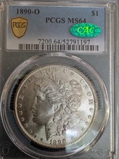 1890-O Morgan Silver Dollar - $1 PCGS MS64 CAC  