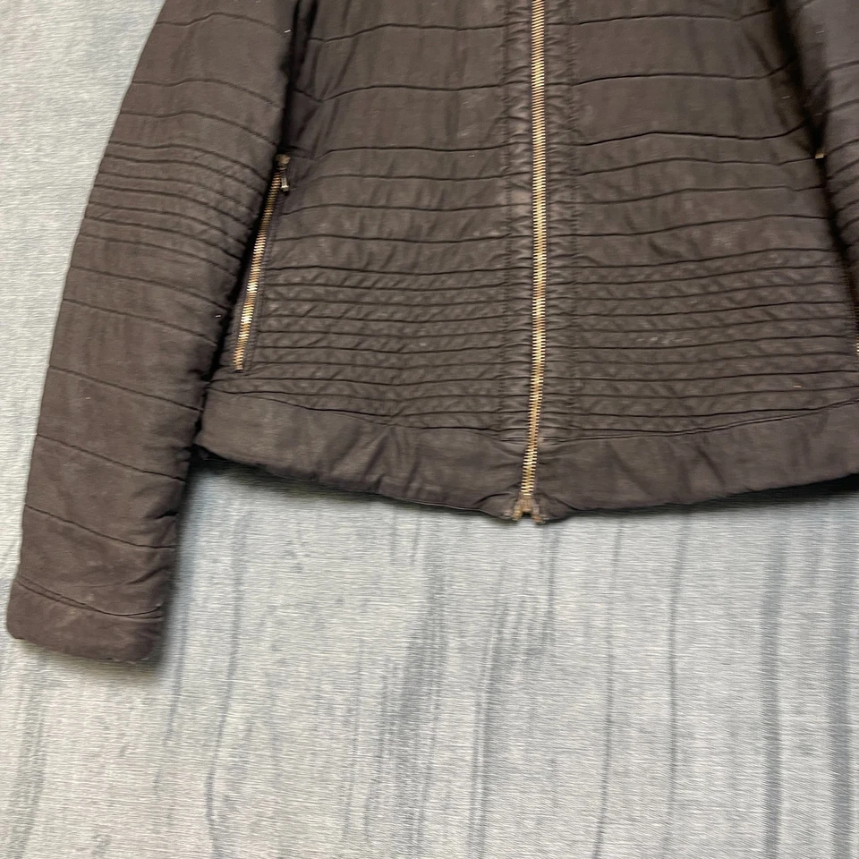 复古 Dirk Bikkembergs 褶皱绗缝夹克男式 50 洗黑色棉 — 第 3/4 张图片