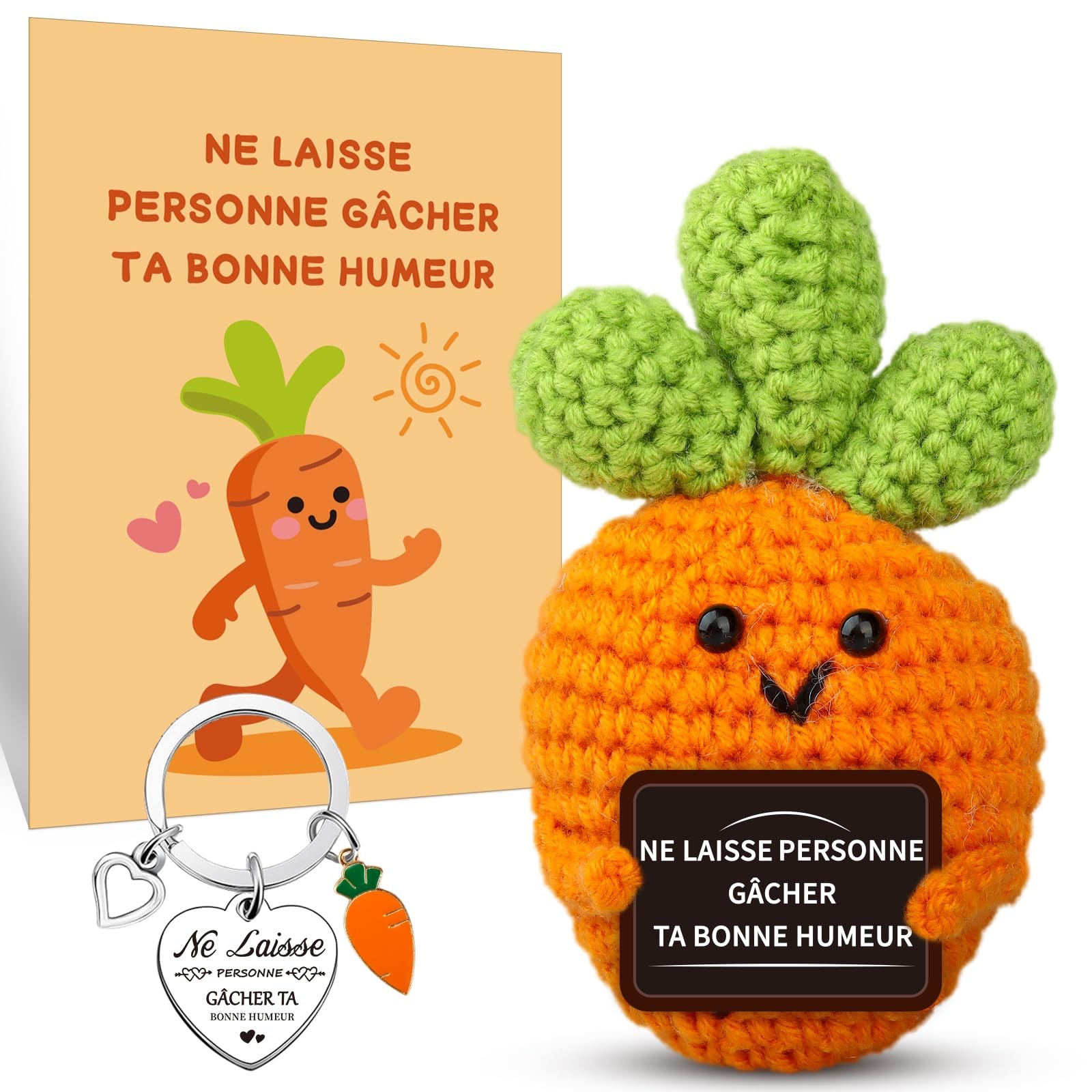 Poupées de Ostern Carotte Positive cadeau de Pâques tricoté main avec carte de vœux