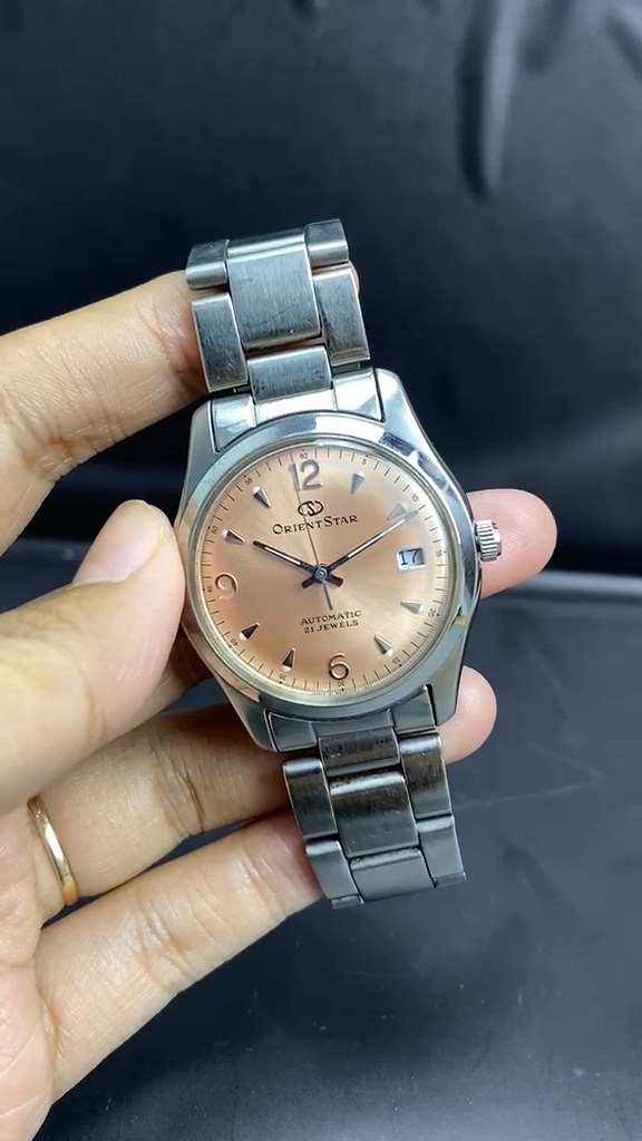 Rare Orient Star Explorer Automatic Salmon Dial 21 Jewels Date