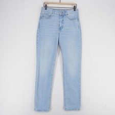 J Crew 96 Straight Jeans Womens 26T Blue High Rise Stretch Tall Light Wash Zip