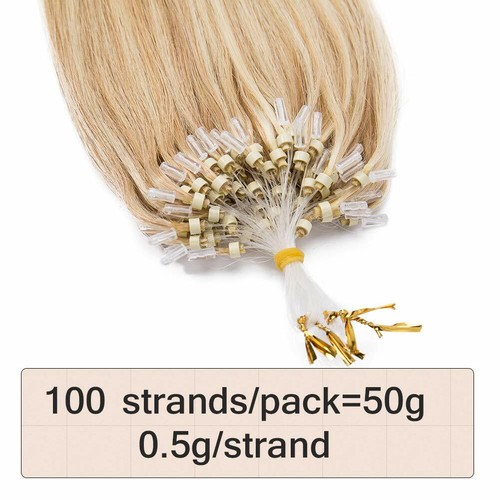 Micro Ring Loop Tip Remy Human Hair Extensions Silky Straight Micro Bead Link US - Picture 75 of 84