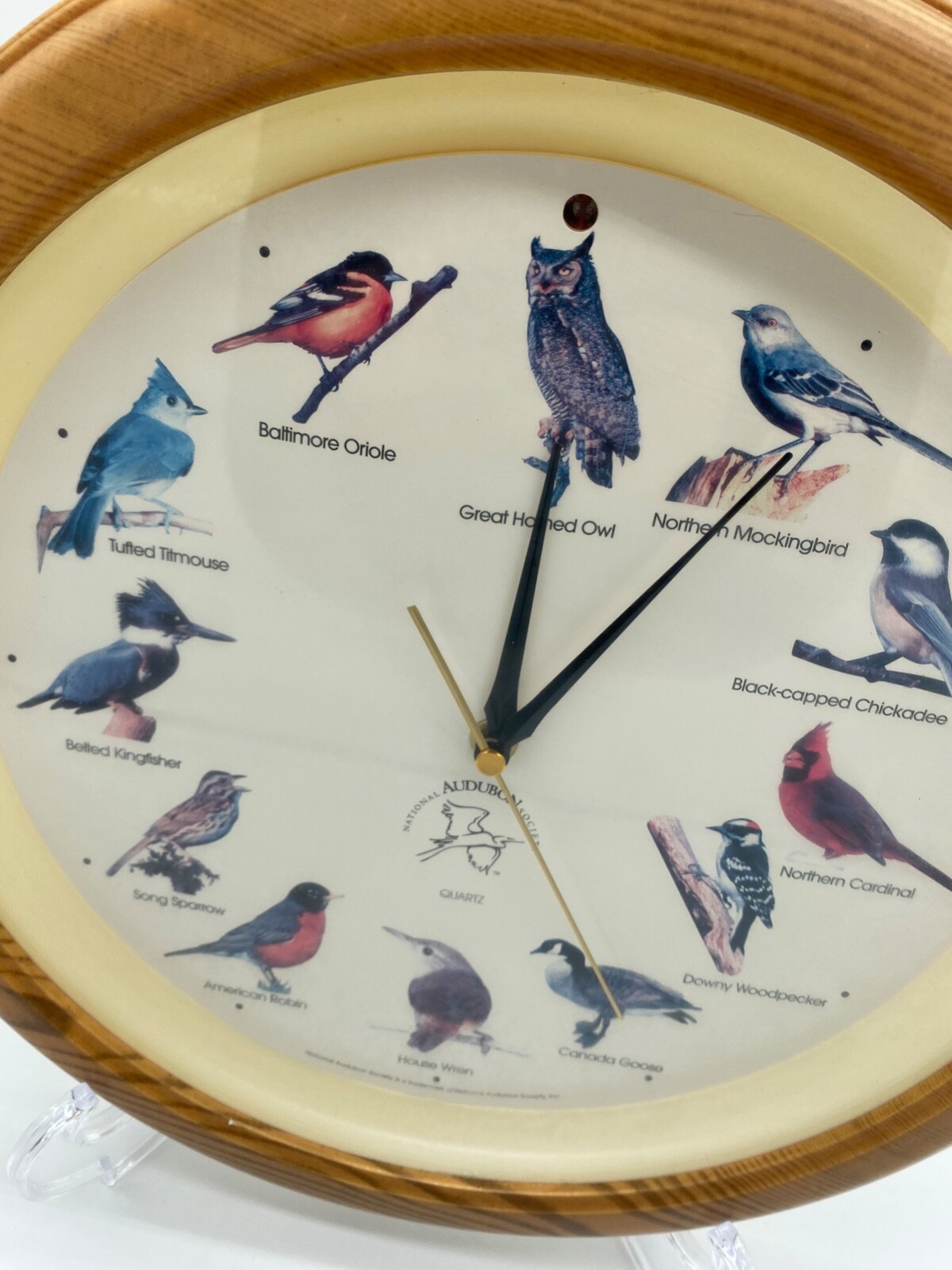 National Audubon Society Singing Bird Wall Clock Faux Wood Frame 13” eBay