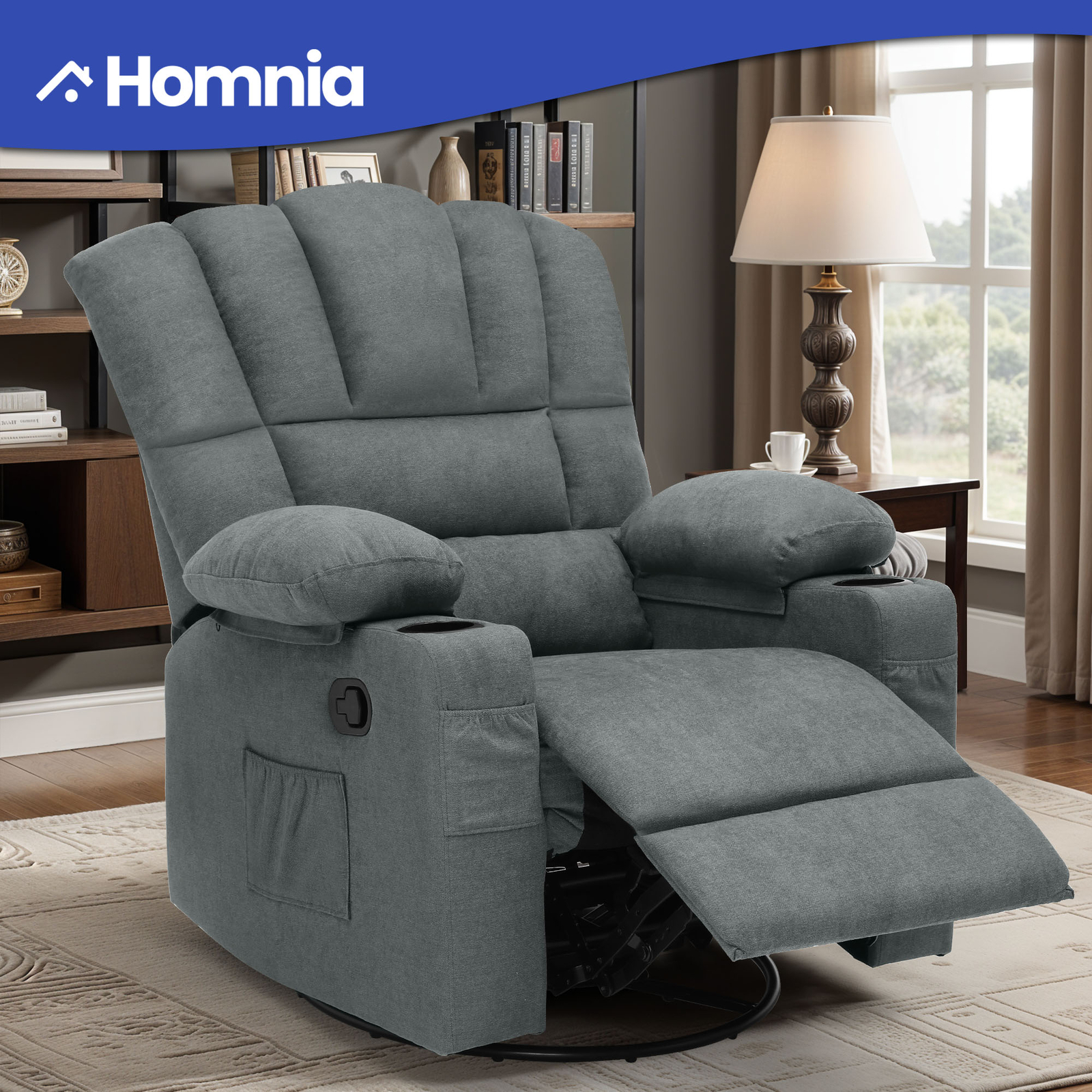 Elderly Swivel Recliner Glider Rocker with Cup Holder for Living Room