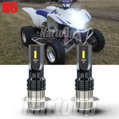 LED Headlight Bulb Pair (H6M P15D) For Suzuki LTZ 400 / Z400 Quadsport 2003-08 – Bright White, 6000K
