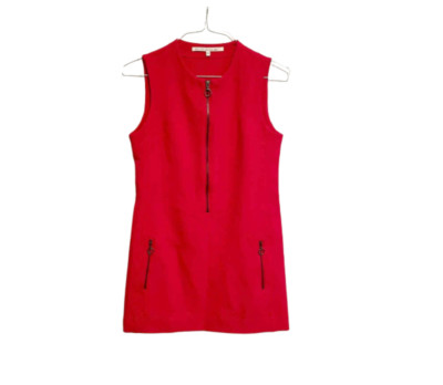 Rachel Roy Vibrant Red Sheath Dress Exposed Zipper Front Mini Dress Size Small