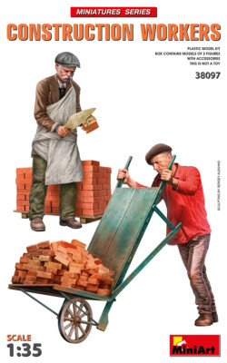 38097 MiniArt 1:35 Figuren-Set Bauarbeiter m. Zubehör (2), Zubehör Dioramen,GMK 